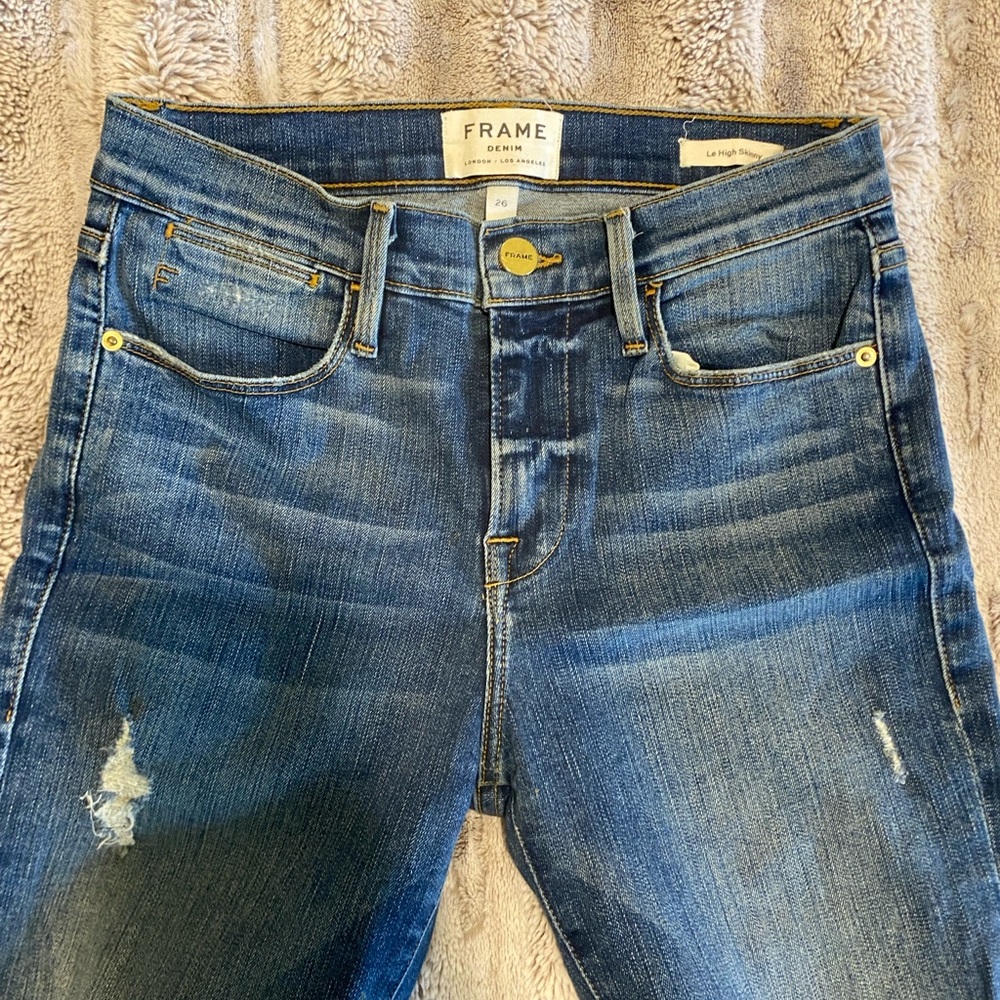 Frame Denim distressed skinny jeans